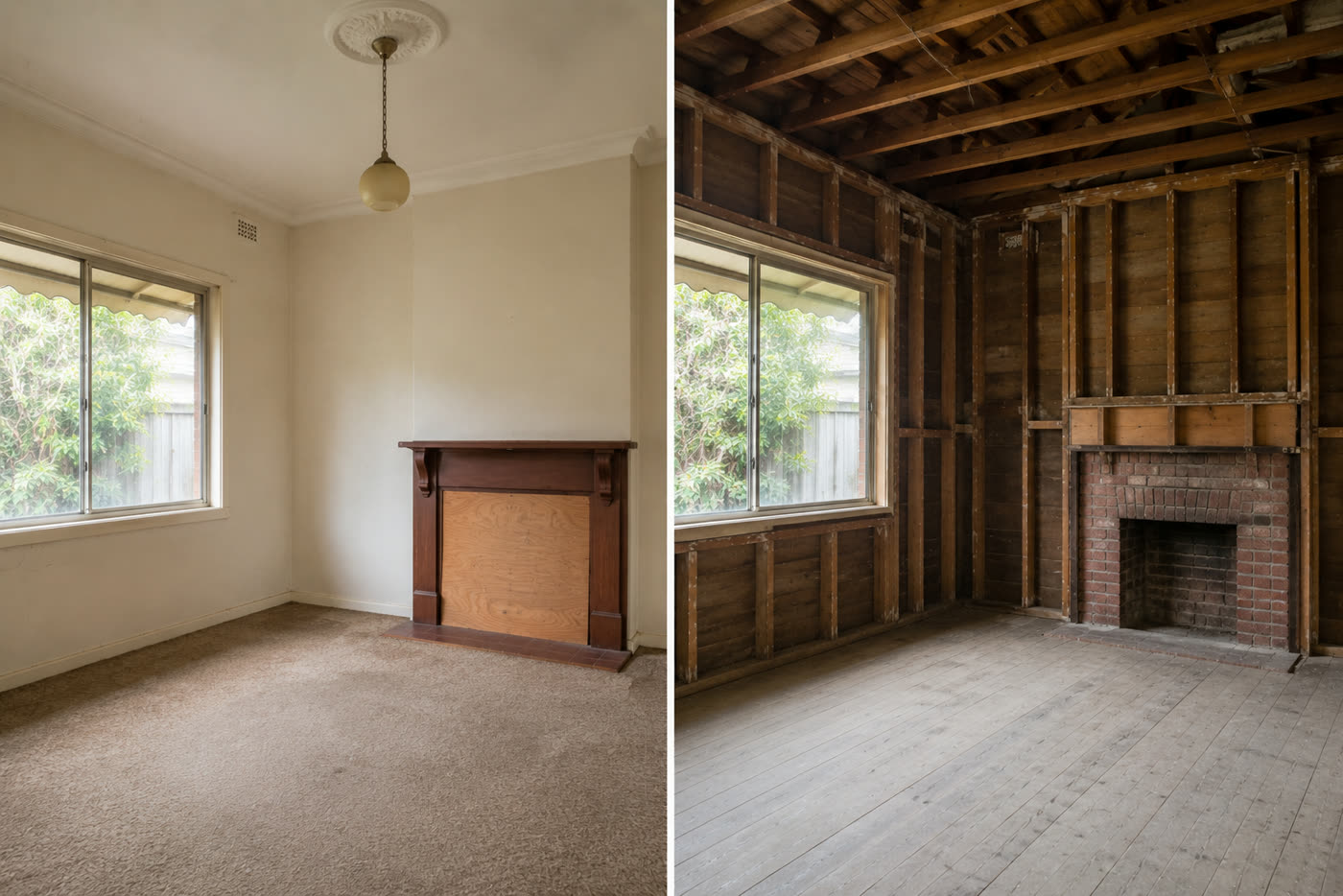 Internal strip out, before and after