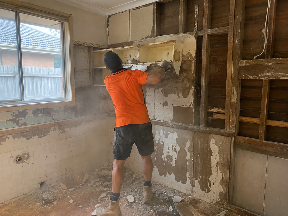 We strip it out — Demo Bros crew on site