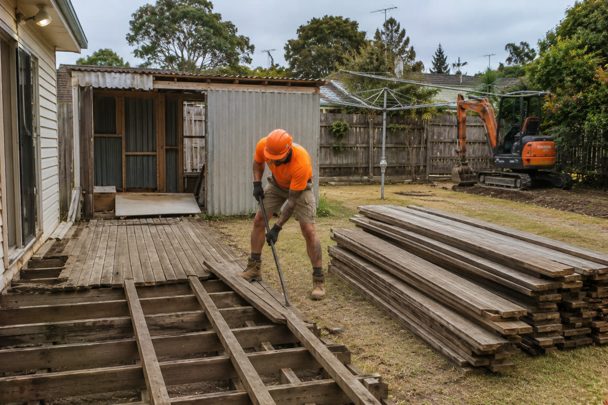 Shed, deck and site clearance